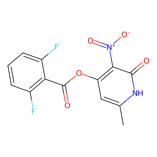 (6-methyl-3-nitro-2-oxo-1H-pyridin-4-yl) 2,6-difluorobenzoate structure