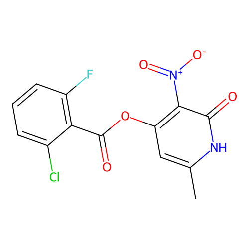 6-Methyl-3-nitro-2-oxo-1,2-dihydropyridin-4-yl 2-chloro-6-fluorobenzoate structure
