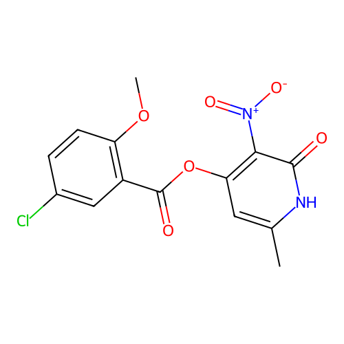 6-Methyl-3-nitro-2-oxo-1,2-dihydropyridin-4-yl 5-chloro-2-methoxybenzoate structure