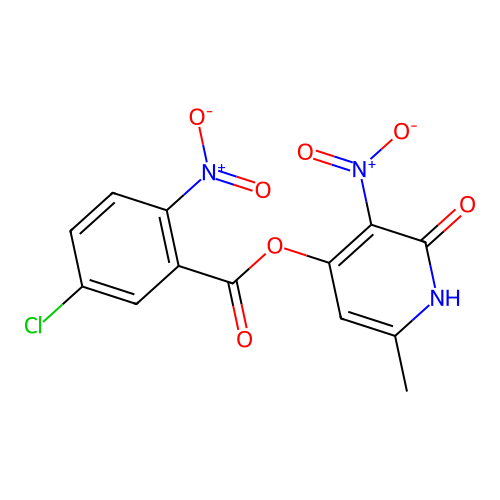 6-Methyl-3-nitro-2-oxo-1,2-dihydropyridin-4-yl 5-chloro-2-nitrobenzoate structure