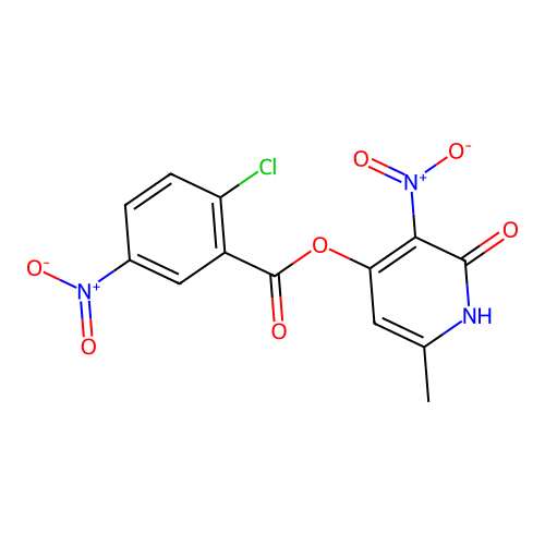 6-Methyl-3-nitro-2-oxo-1,2-dihydropyridin-4-yl 2-chloro-5-nitrobenzoate structure