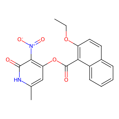 (6-methyl-3-nitro-2-oxo-1H-pyridin-4-yl) 2-ethoxynaphthalene-1-carboxylate structure