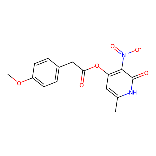 (6-methyl-3-nitro-2-oxo-1H-pyridin-4-yl) 2-(4-methoxyphenyl)acetate structure