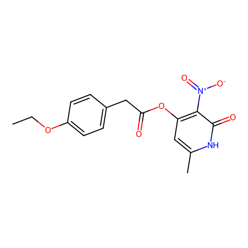 6-Methyl-3-nitro-2-oxo-1,2-dihydropyridin-4-yl 2-(4-ethoxyphenyl)acetate structure