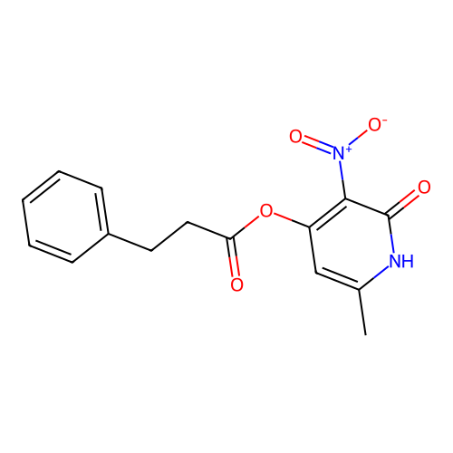 6-Methyl-3-nitro-2-oxo-1,2-dihydropyridin-4-yl 3-phenylpropanoate structure