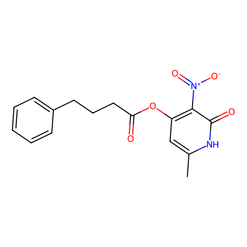 6-Methyl-3-nitro-2-oxo-1,2-dihydropyridin-4-yl 4-phenylbutanoate structure