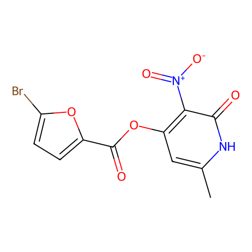 6-Methyl-3-nitro-2-oxo-1,2-dihydropyridin-4-yl 5-bromofuran-2-carboxylate structure