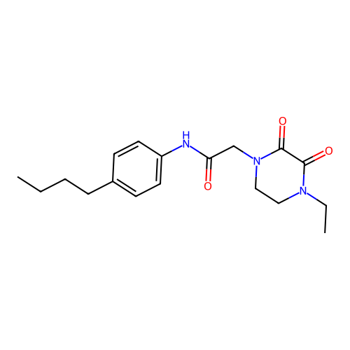 N-(4-butylphenyl)-2-(4-ethyl-2,3-dioxopiperazin-1-yl)acetamide structure