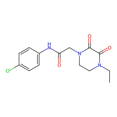 N-(4-chlorophenyl)-2-(4-ethyl-2,3-dioxopiperazin-1-yl)acetamide structure