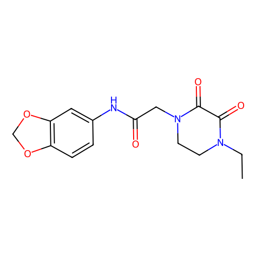 N-(1,3-benzodioxol-5-yl)-2-(4-ethyl-2,3-dioxopiperazin-1-yl)acetamide structure