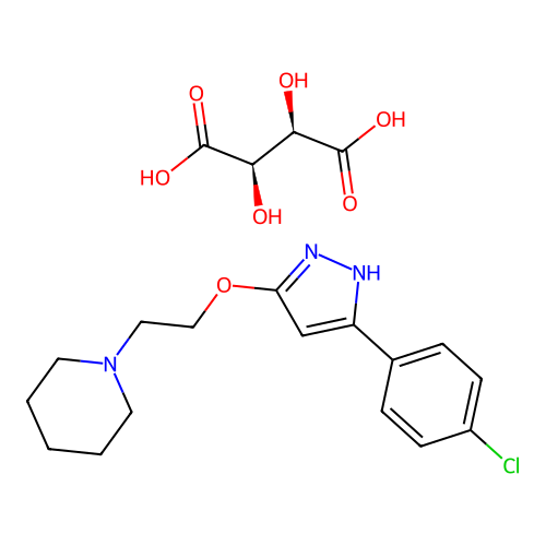 Piperidine, 1-(2-((5-(4-chlorophenyl)-1H-pyrazol-3-yl)oxy)ethyl)-, (R-(R*,R*))-2,3-dihydroxybutanedioate (1:1) structure
