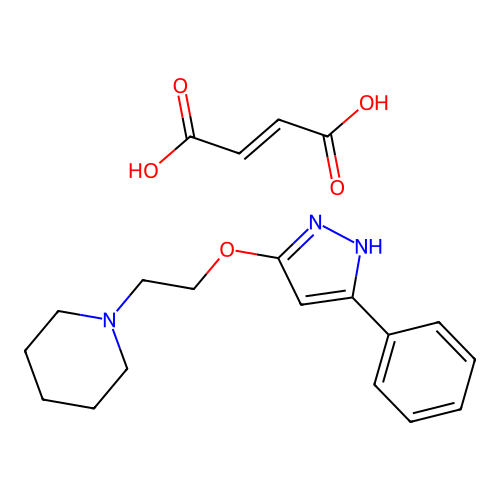 but-2-enedioic acid;1-[2-[(5-phenyl-1H-pyrazol-3-yl)oxy]ethyl]piperidine structure