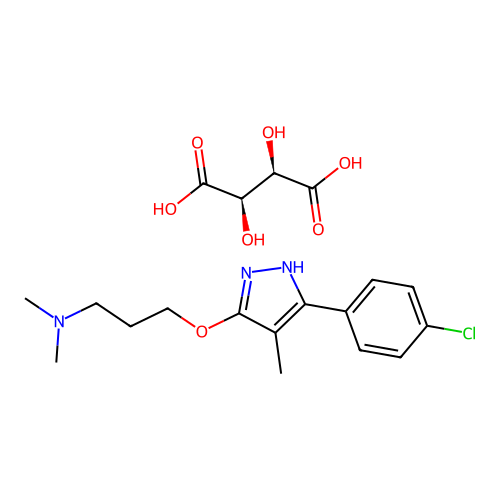 3-(p-Chlorophenyl)-5-(3-(dimethylamino)propoxy)-4-methylpyrazole tartrate structure