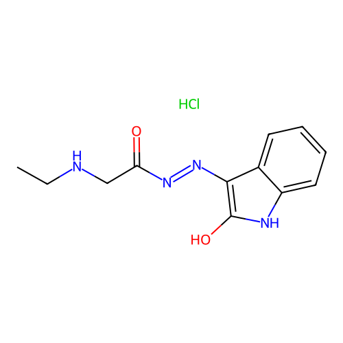 Glycine, N-ethyl-, (2-oxo-3-indolinylidene)hydrazide, hydrochloride, (Z)- structure