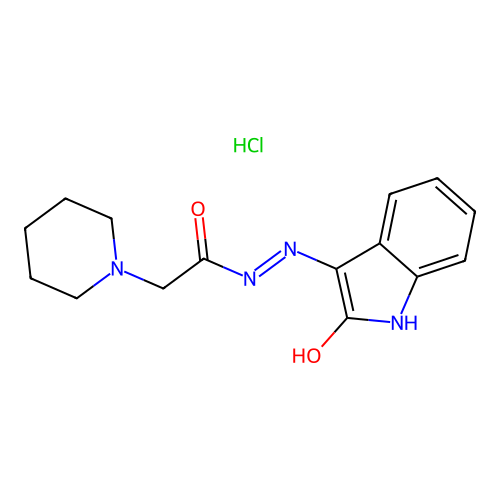 1-Piperidineacetic acid, (2-oxo-3-indolinylidene)hydrazide, hydrochloride, (Z)- structure