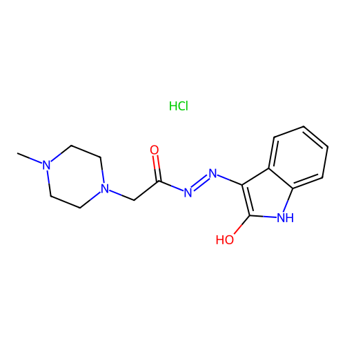 1-Piperazineacetic acid, 4-methyl-, (2-oxo-3-indolinylidene)hydrazide, hydrochloride, (Z)- structure