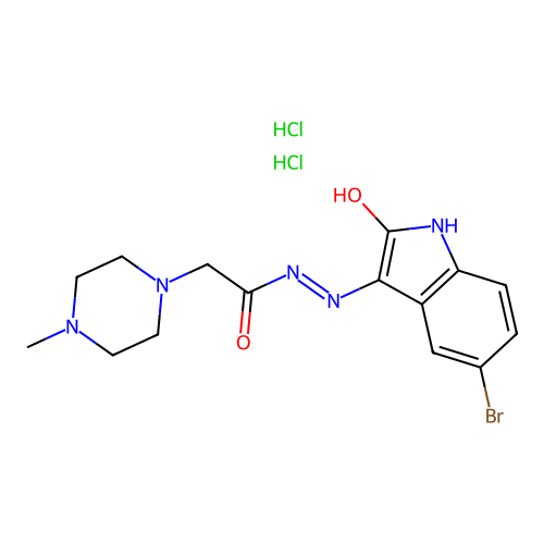 1-Piperazineacetic acid, 4-methyl-, (5-bromo-2-oxo-3-indolinylidene)hydrazide, dihydrochloride, (Z)- structure