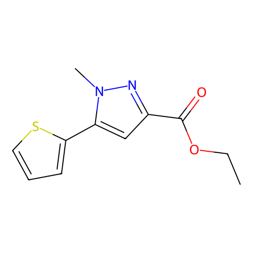 Ethyl 1-methyl-5-thien-2-yl-1H-pyrazole-3-carboxylate structure