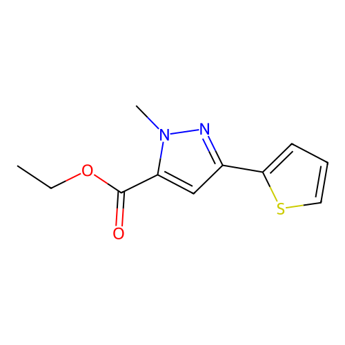 Ethyl 1-methyl-3-thien-2-yl-1H-pyrazole-5-carboxylate structure