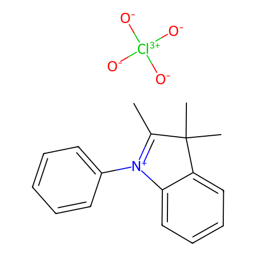 3H-Indolium, 2,3,3-trimethyl-1-phenyl-, perchlorate structure