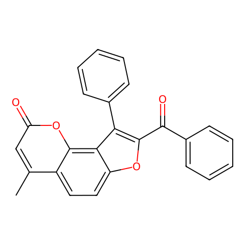 8-benzoyl-4-methyl-9-phenyl-2H-furo[2,3-h]chromen-2-one structure