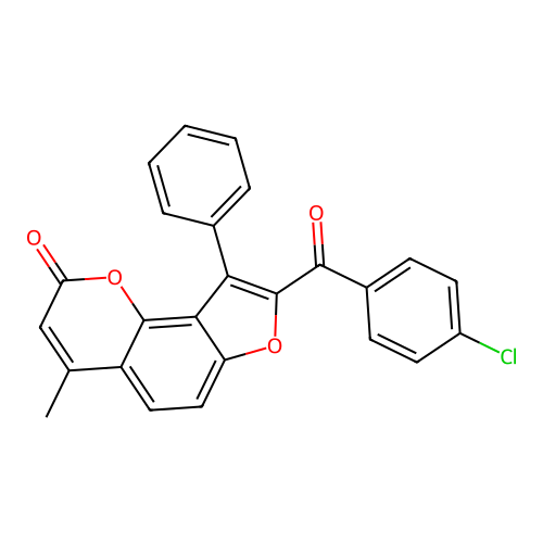 8-(4-chlorobenzoyl)-4-methyl-9-phenyl-2H-furo[2,3-h]chromen-2-one structure