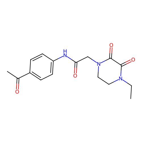 N-(4-acetylphenyl)-2-(4-ethyl-2,3-dioxopiperazin-1-yl)acetamide structure