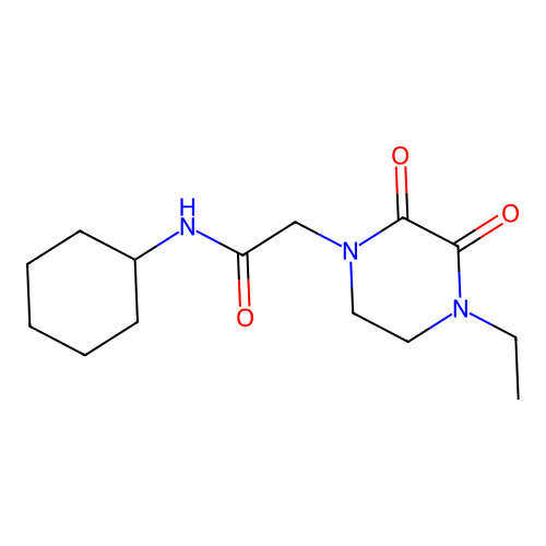 N-cyclohexyl-2-(4-ethyl-2,3-dioxopiperazin-1-yl)acetamide structure