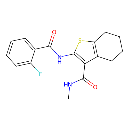 2-(2-fluorobenzamido)-N-methyl-4,5,6,7-tetrahydrobenzo[b]thiophene-3-carboxamide structure