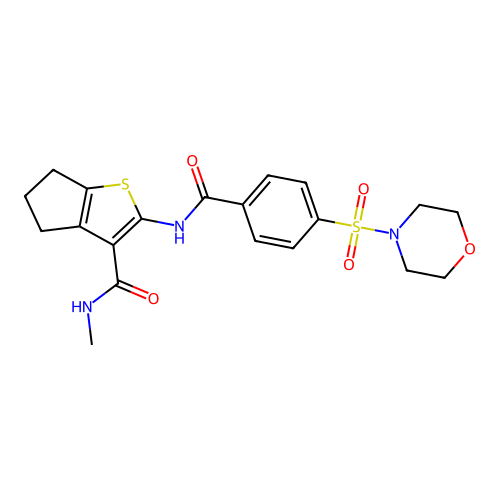 N-methyl-2-[4-(morpholine-4-sulfonyl)benzamido]-4H,5H,6H-cyclopenta[b]thiophene-3-carboxamide structure