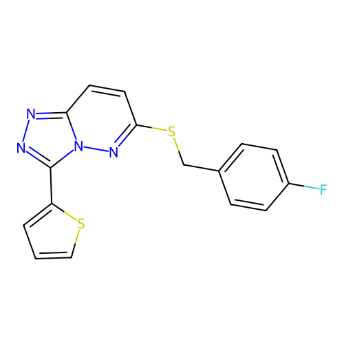 6-[(4-fluorophenyl)methylsulfanyl]-3-thiophen-2-yl-[1,2,4]triazolo[4,3-b]pyridazine structure