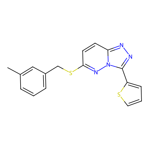 6-[(3-methylphenyl)methylsulfanyl]-3-thiophen-2-yl-[1,2,4]triazolo[4,3-b]pyridazine structure