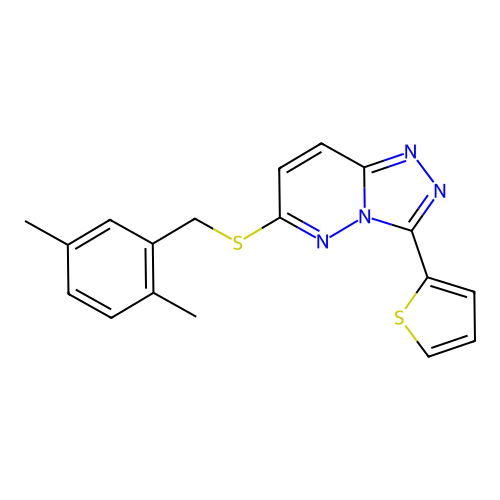 6-((2,5-Dimethylbenzyl)thio)-3-(thiophen-2-yl)-[1,2,4]triazolo[4,3-b]pyridazine structure