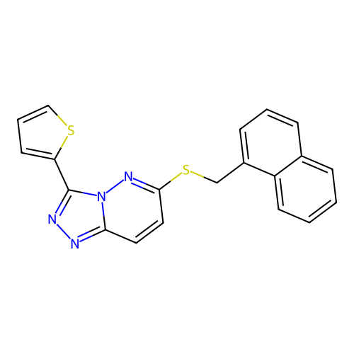 6-{[(naphthalen-1-yl)methyl]sulfanyl}-3-(thiophen-2-yl)-[1,2,4]triazolo[4,3-b]pyridazine structure