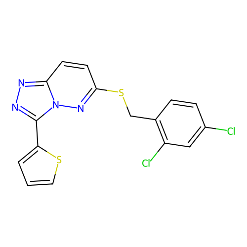 6-((2,4-Dichlorobenzyl)thio)-3-(thiophen-2-yl)-[1,2,4]triazolo[4,3-b]pyridazine structure