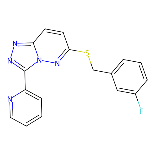 2-(6-{[(3-fluorophenyl)methyl]sulfanyl}-[1,2,4]triazolo[4,3-b]pyridazin-3-yl)pyridine structure