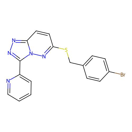 6-((4-bromobenzyl)thio)-3-(pyridin-2-yl)-[1,2,4]triazolo[4,3-b]pyridazine structure