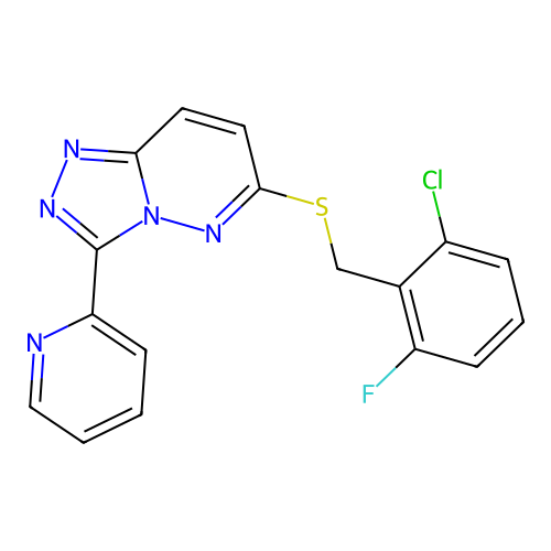 6-((2-chloro-6-fluorobenzyl)thio)-3-(pyridin-2-yl)-[1,2,4]triazolo[4,3-b]pyridazine structure