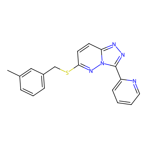 2-(6-{[(3-methylphenyl)methyl]sulfanyl}-[1,2,4]triazolo[4,3-b]pyridazin-3-yl)pyridine structure