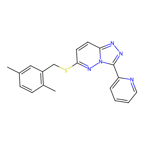6-[(2,5-dimethylphenyl)methylsulfanyl]-3-pyridin-2-yl-[1,2,4]triazolo[4,3-b]pyridazine structure