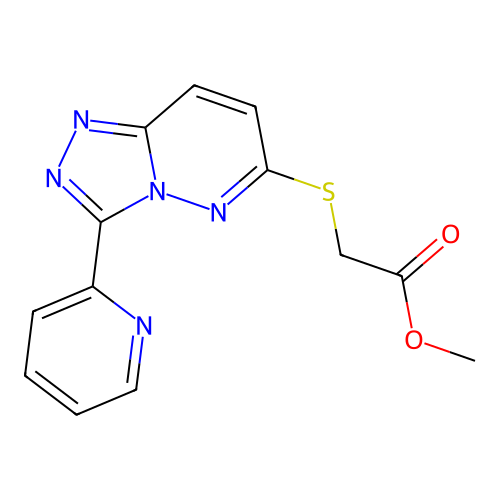 Methyl 2-((3-(pyridin-2-yl)-[1,2,4]triazolo[4,3-b]pyridazin-6-yl)thio)acetate structure