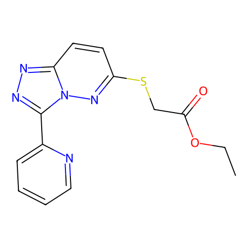 Ethyl 2-((3-(pyridin-2-yl)-[1,2,4]triazolo[4,3-b]pyridazin-6-yl)thio)acetate structure