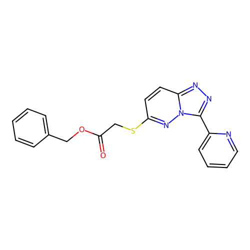 Benzyl 2-[(3-pyridin-2-yl-[1,2,4]triazolo[4,3-b]pyridazin-6-yl)sulfanyl]acetate structure