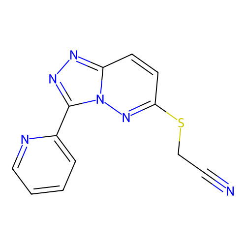 2-((3-(Pyridin-2-yl)-[1,2,4]triazolo[4,3-b]pyridazin-6-yl)thio)acetonitrile structure
