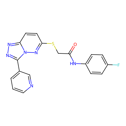 N-(4-fluorophenyl)-2-[(3-pyridin-3-yl-[1,2,4]triazolo[4,3-b]pyridazin-6-yl)sulfanyl]acetamide structure