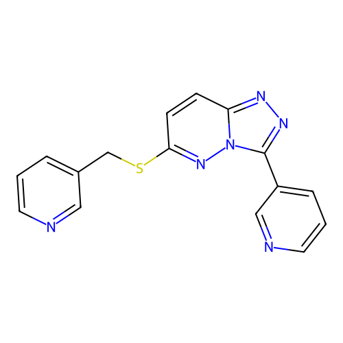 3-(Pyridin-3-yl)-6-((pyridin-3-ylmethyl)thio)-[1,2,4]triazolo[4,3-b]pyridazine structure