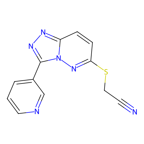 2-((3-(Pyridin-3-yl)-[1,2,4]triazolo[4,3-b]pyridazin-6-yl)thio)acetonitrile structure