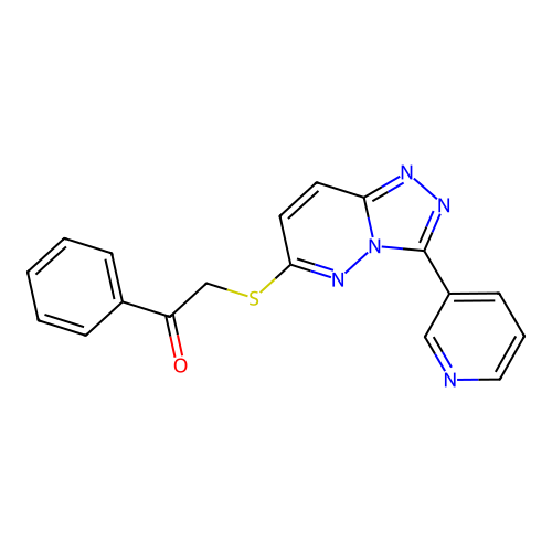 1-phenyl-2-[(3-pyridin-3-yl-[1,2,4]triazolo[4,3-b]pyridazin-6-yl)sulfanyl]ethanone structure