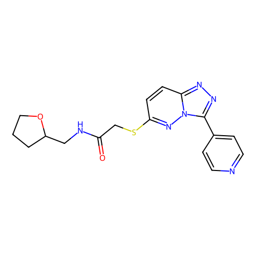 N-[(oxolan-2-yl)methyl]-2-{[3-(pyridin-4-yl)-[1,2,4]triazolo[4,3-b]pyridazin-6-yl]sulfanyl}acetamide structure