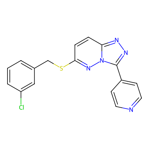 6-((3-chlorobenzyl)thio)-3-(pyridin-4-yl)-[1,2,4]triazolo[4,3-b]pyridazine structure